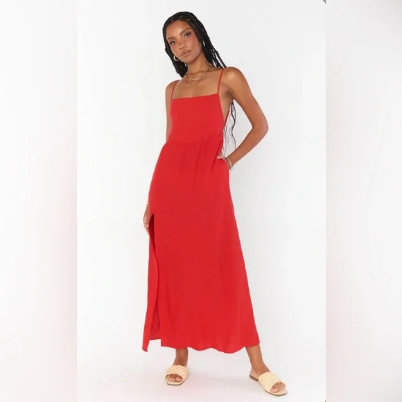 Show Me Your MuMu Julia Maxi Dress - Red Linen - Picture 4 of 13
